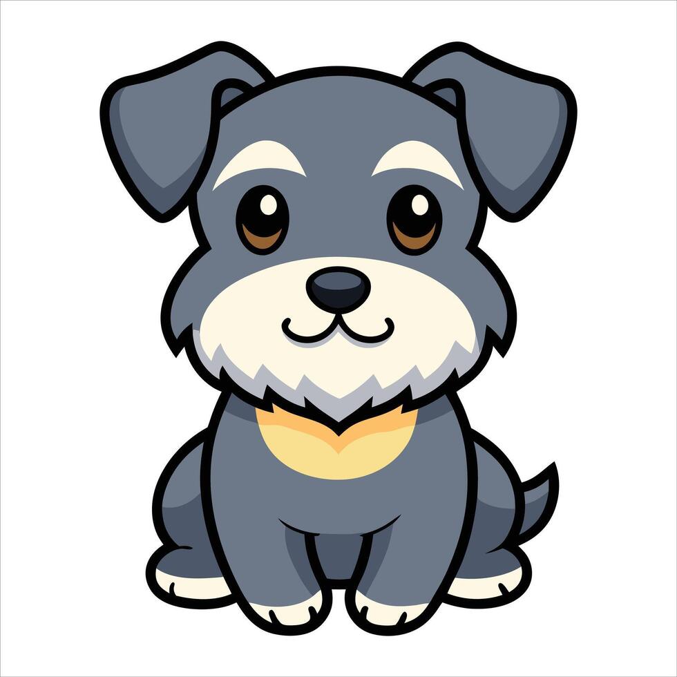 Playful Baby Miniature Schnauzer Dog in Cartoon Illustration vector