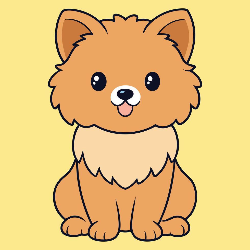 Charming Cartoon Maltese Dog Sitting with a Happy Expression vector