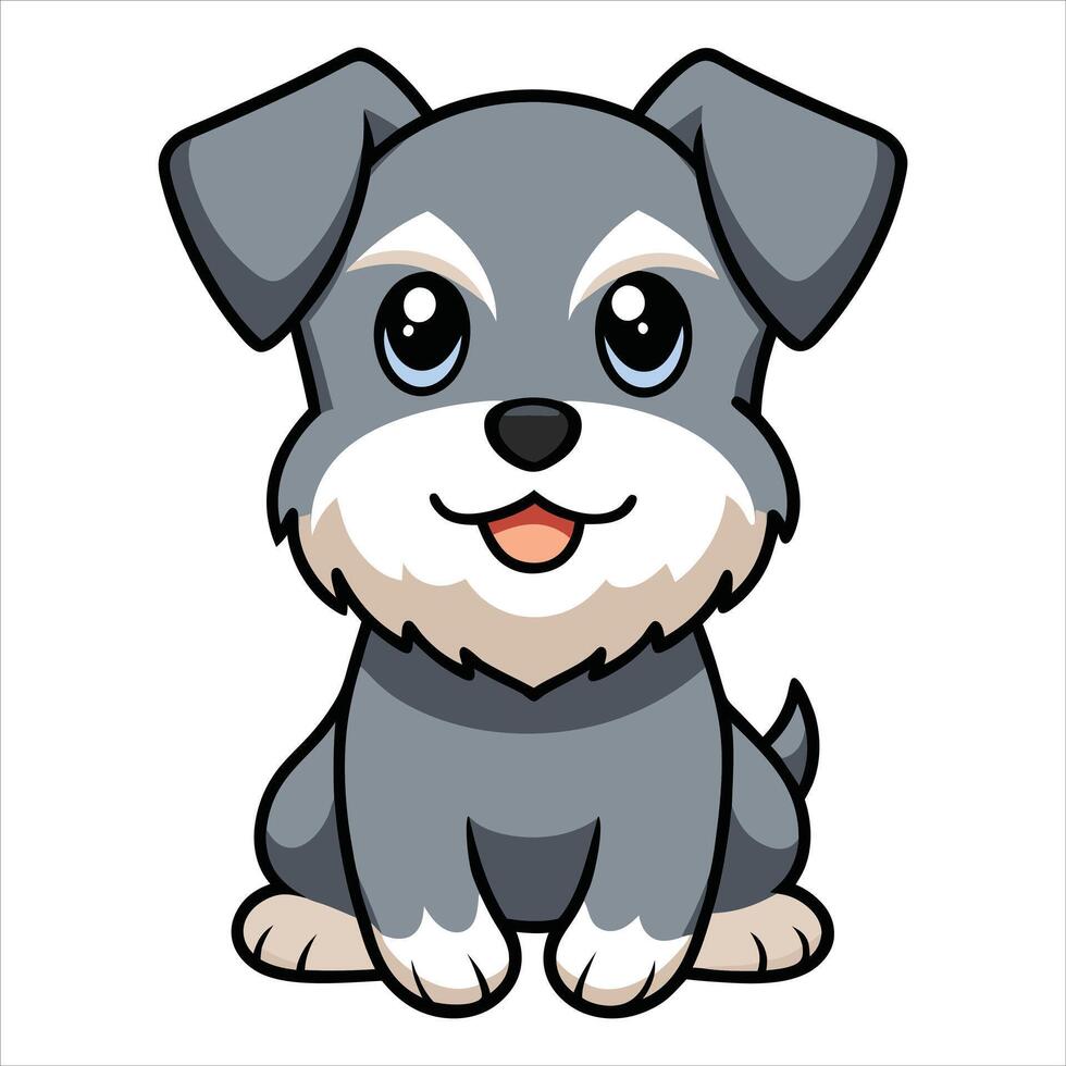 Charming Miniature Schnauzer Puppy in Cute Cartoon Style vector