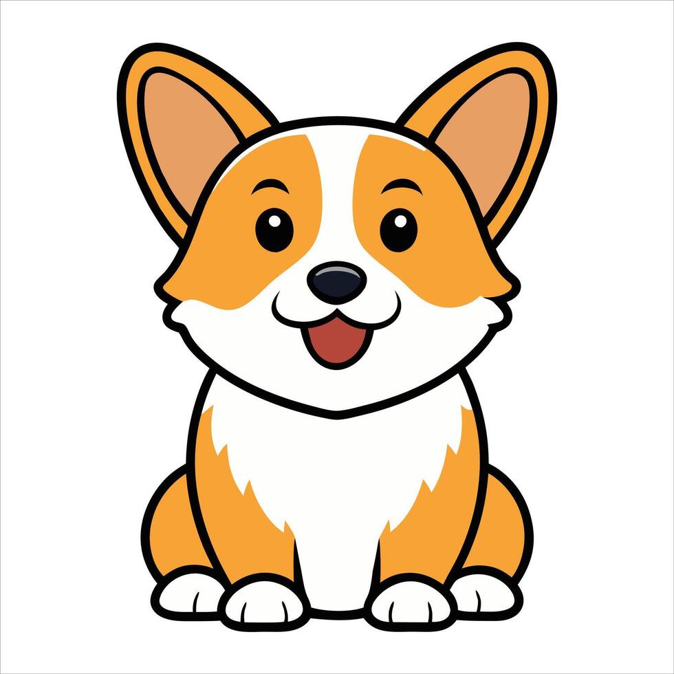 Sweet Welsh Corgi Dog Sitting with a Joyful Expression vector