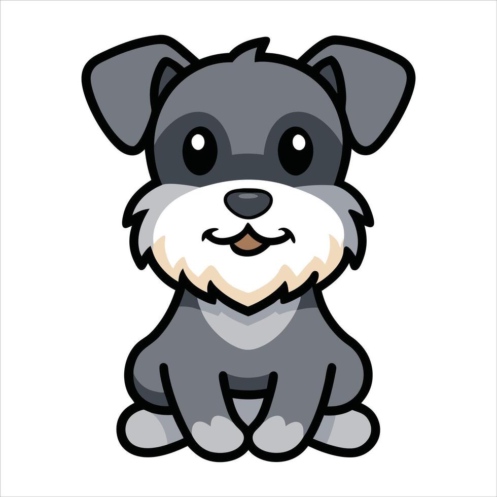 Sweet Baby Schnauzer Dog Sitting in a Playful Cartoon Design vector
