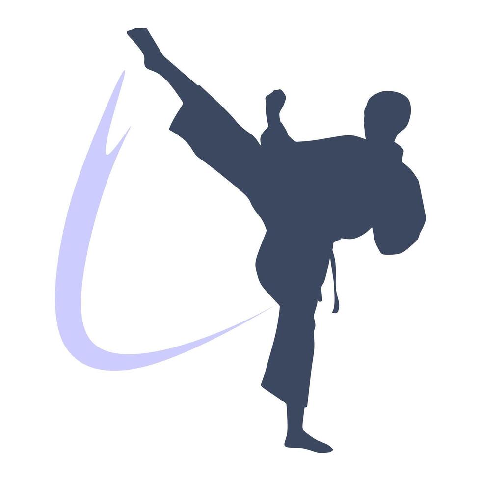 Silhouette of karate kick style vector