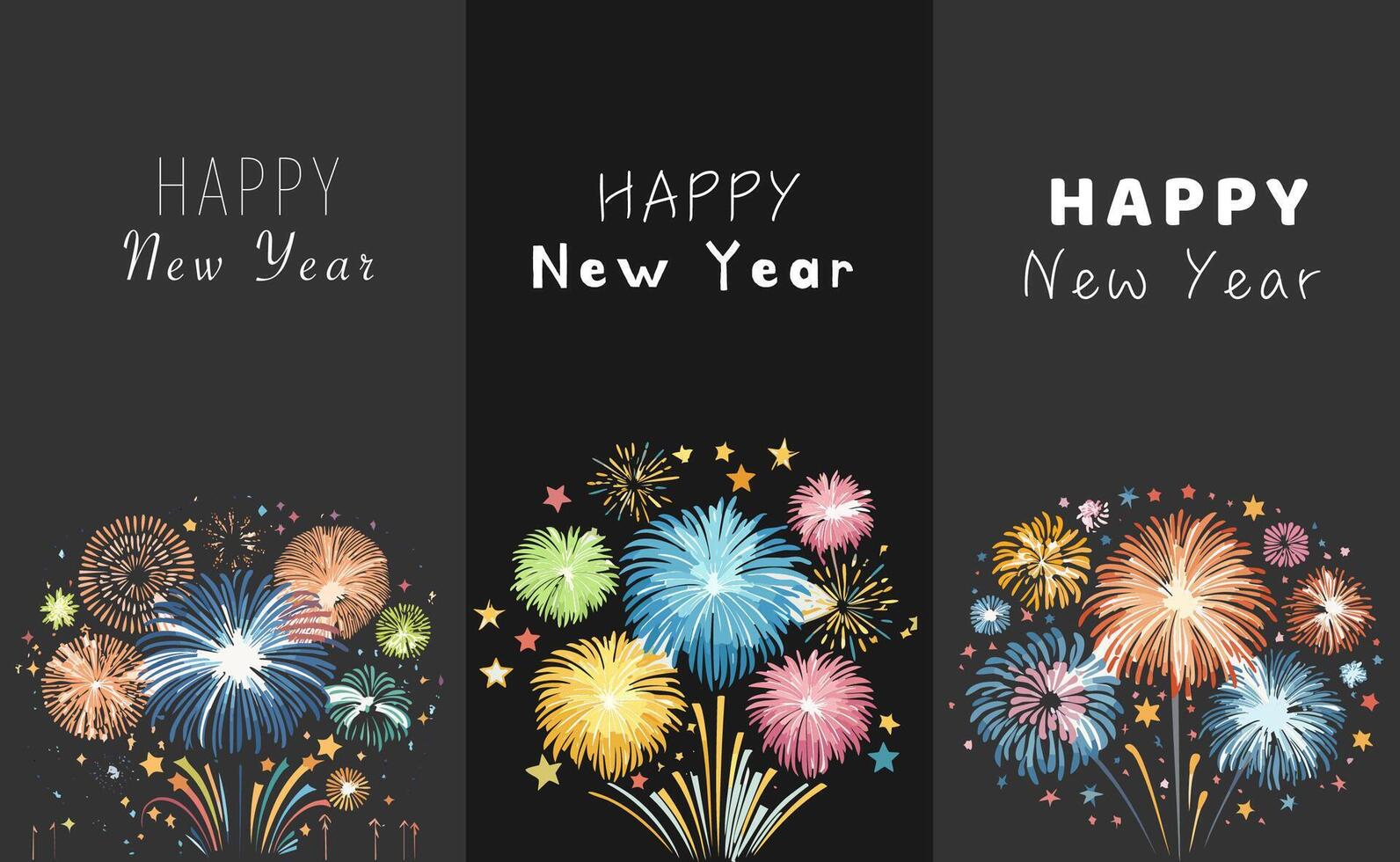 Set of Happy New Year Background vector