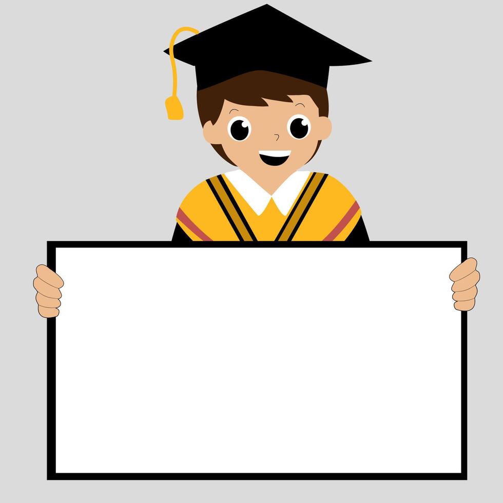Graduation boy with board vector