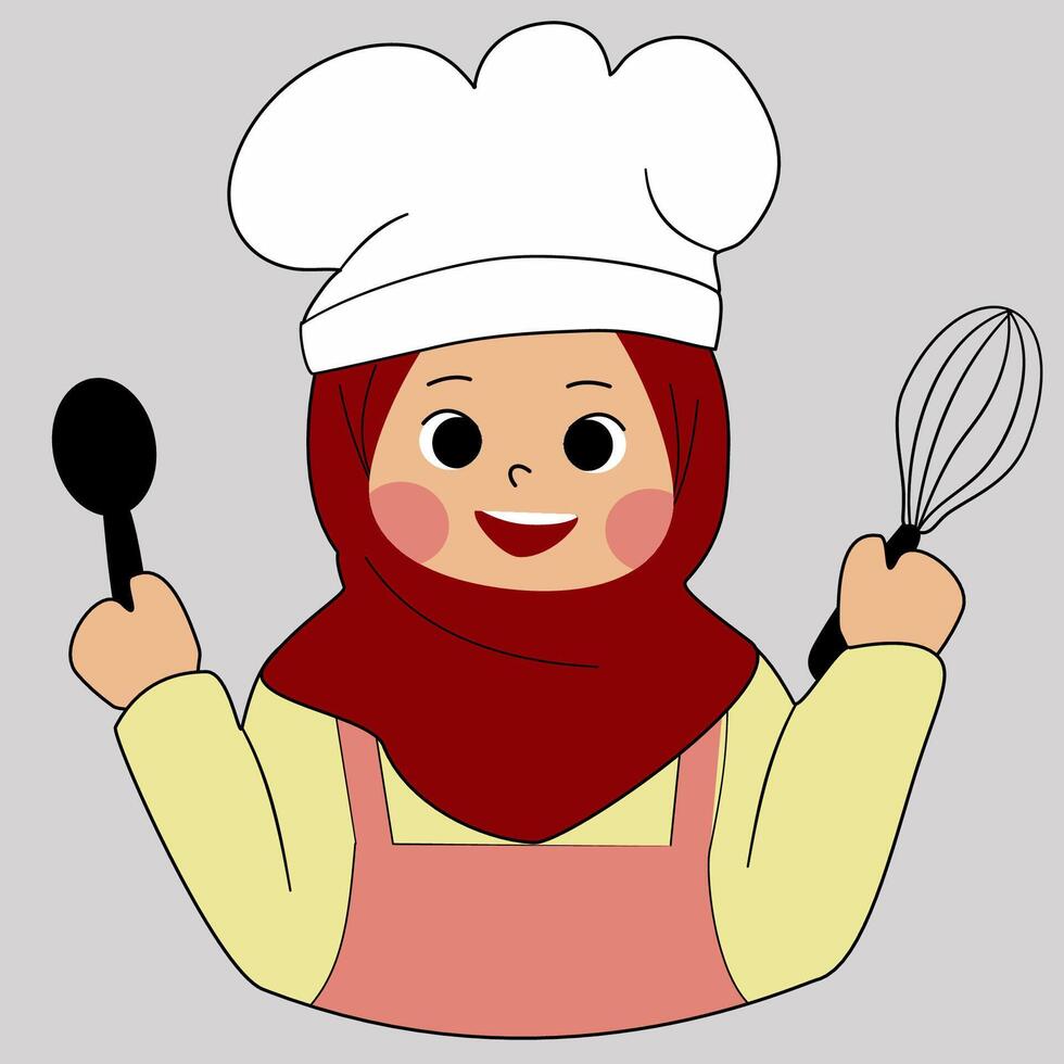 Cartoon Chef hijab vector
