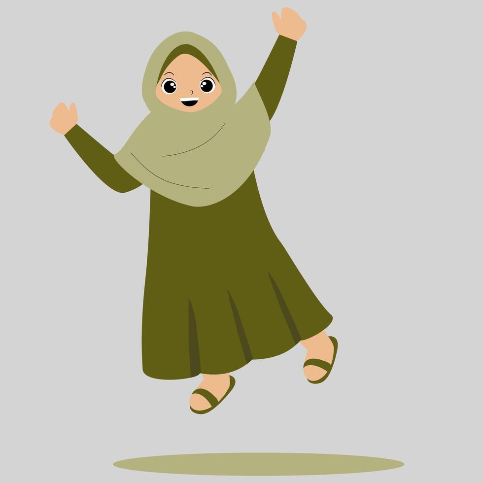 Cartoon hijab jumping vector