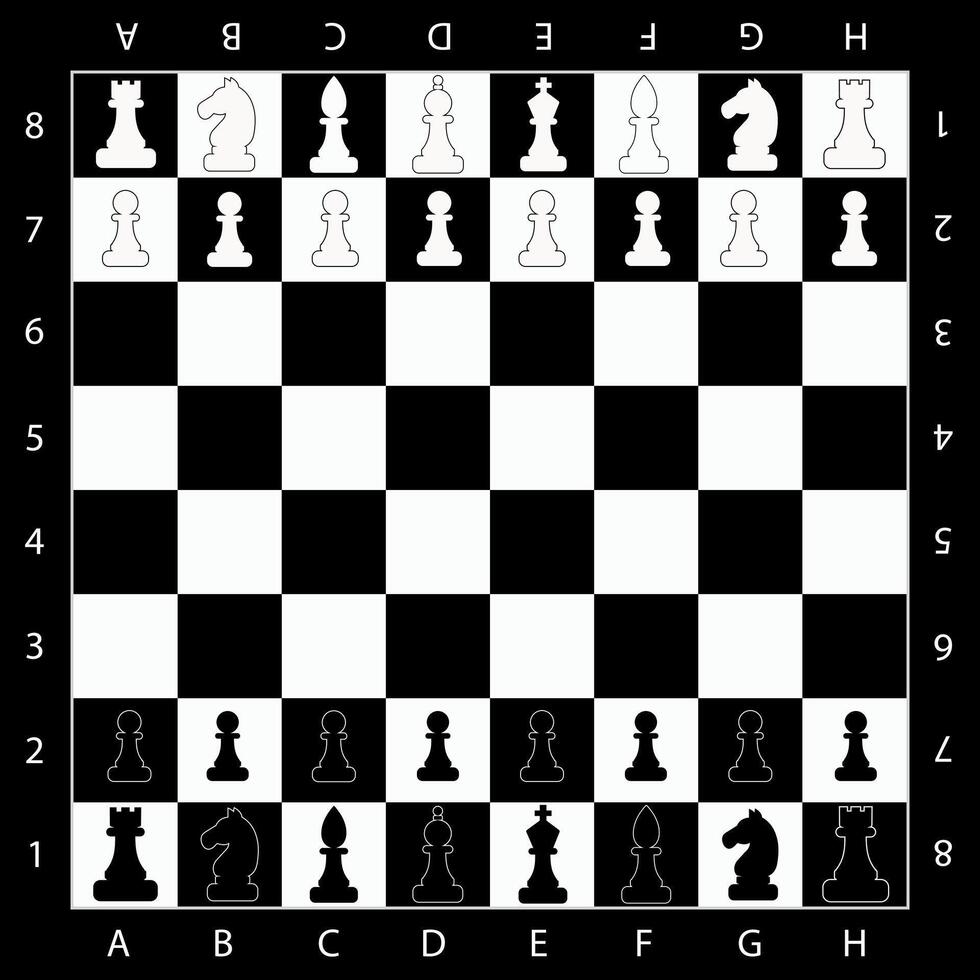 Chessboard with chess pieces placed on it. vector