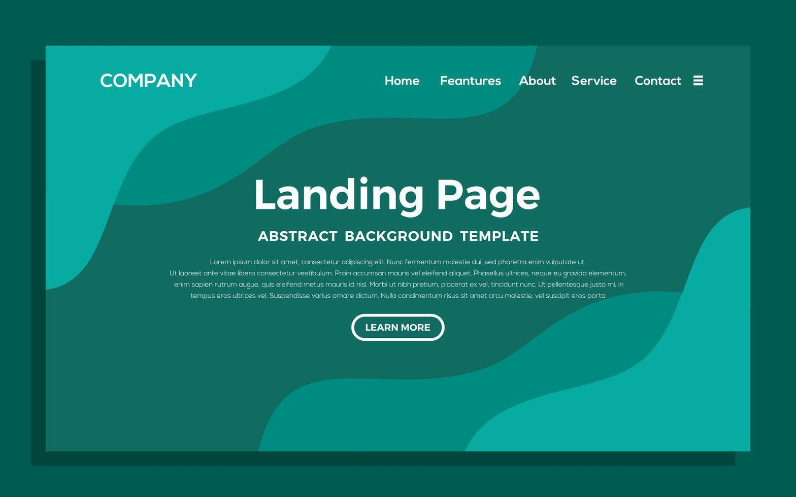 blue abstract landing page background template design vector
