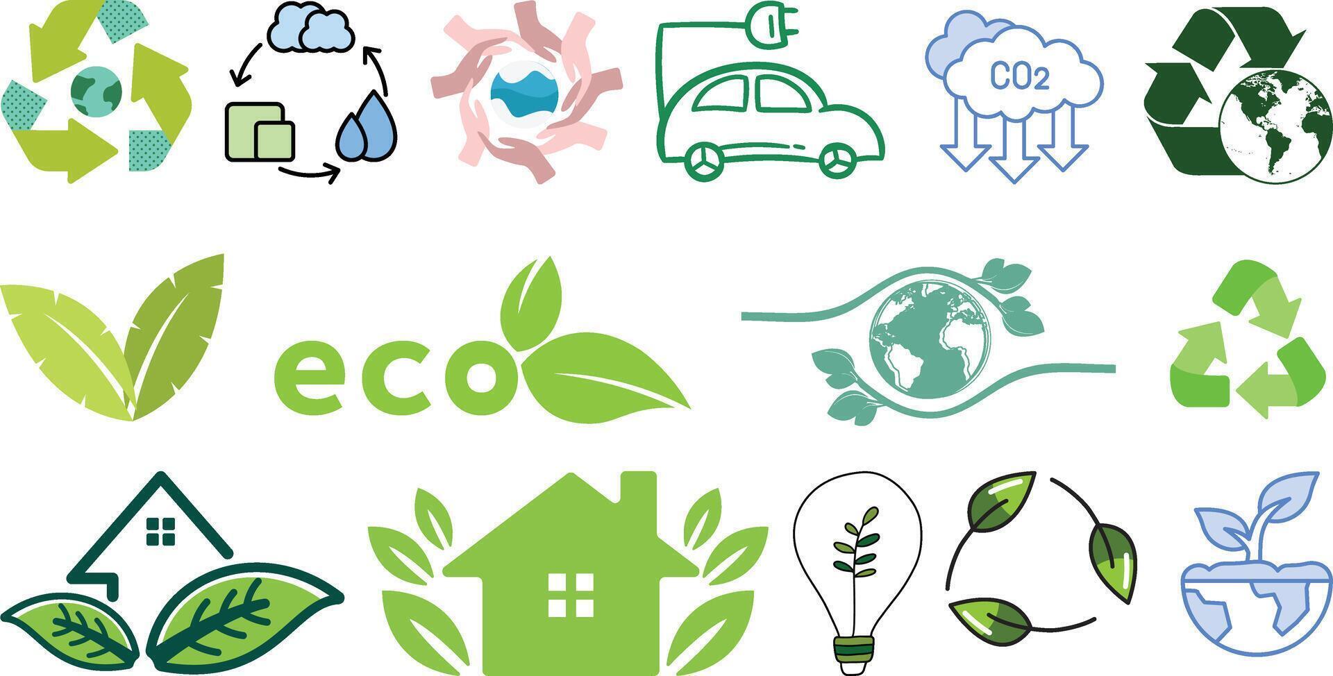 Ecology and Nature icons set collection design vector