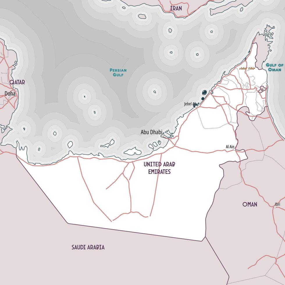 United Arab Emirates simple map outline coloring page vector