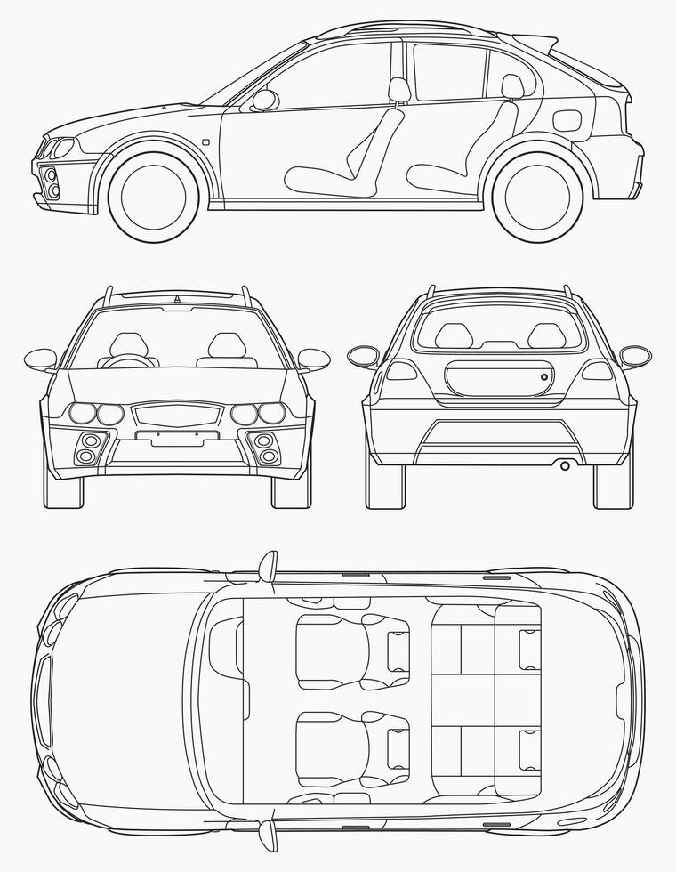 Car blueprint for branding or advertising. vector