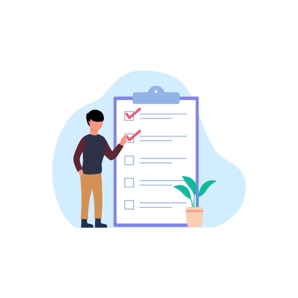 Graphic cartoon character of checklist vector