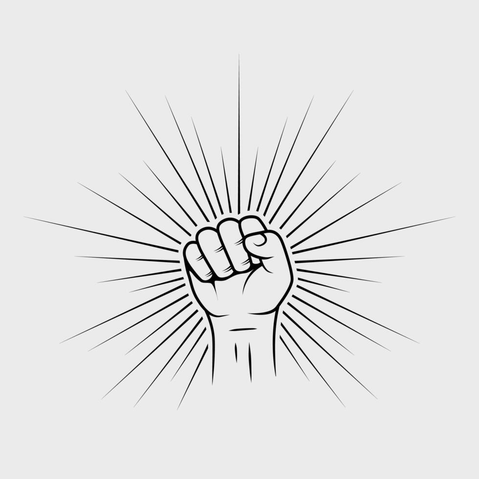raised fist power hand illustration vector