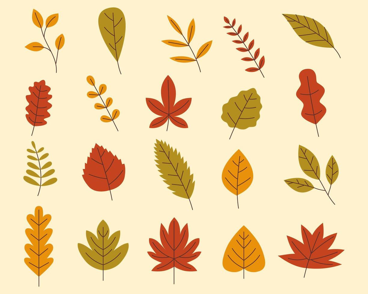 Abstract autumn leaf modern botanical set vector