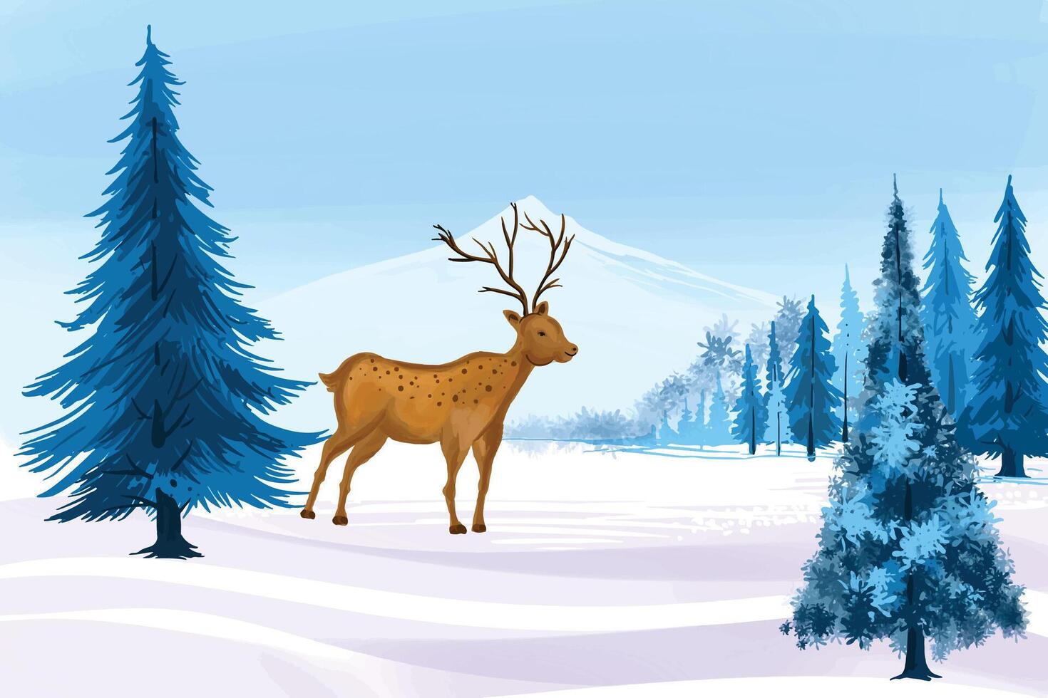 Christmas scene with snow covered houses landscape background vector