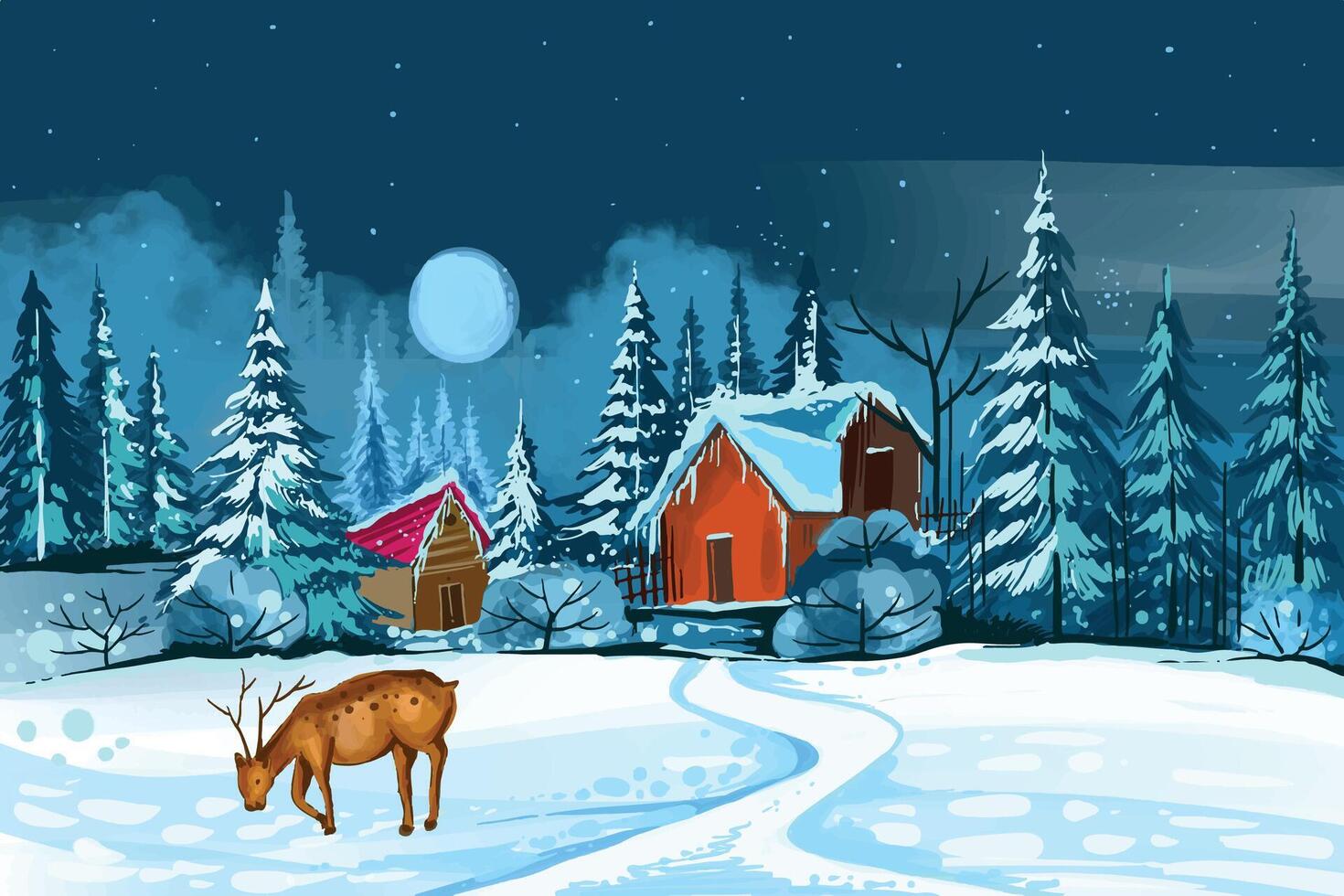 Landscape for winter and new year holidays christmas card background vector