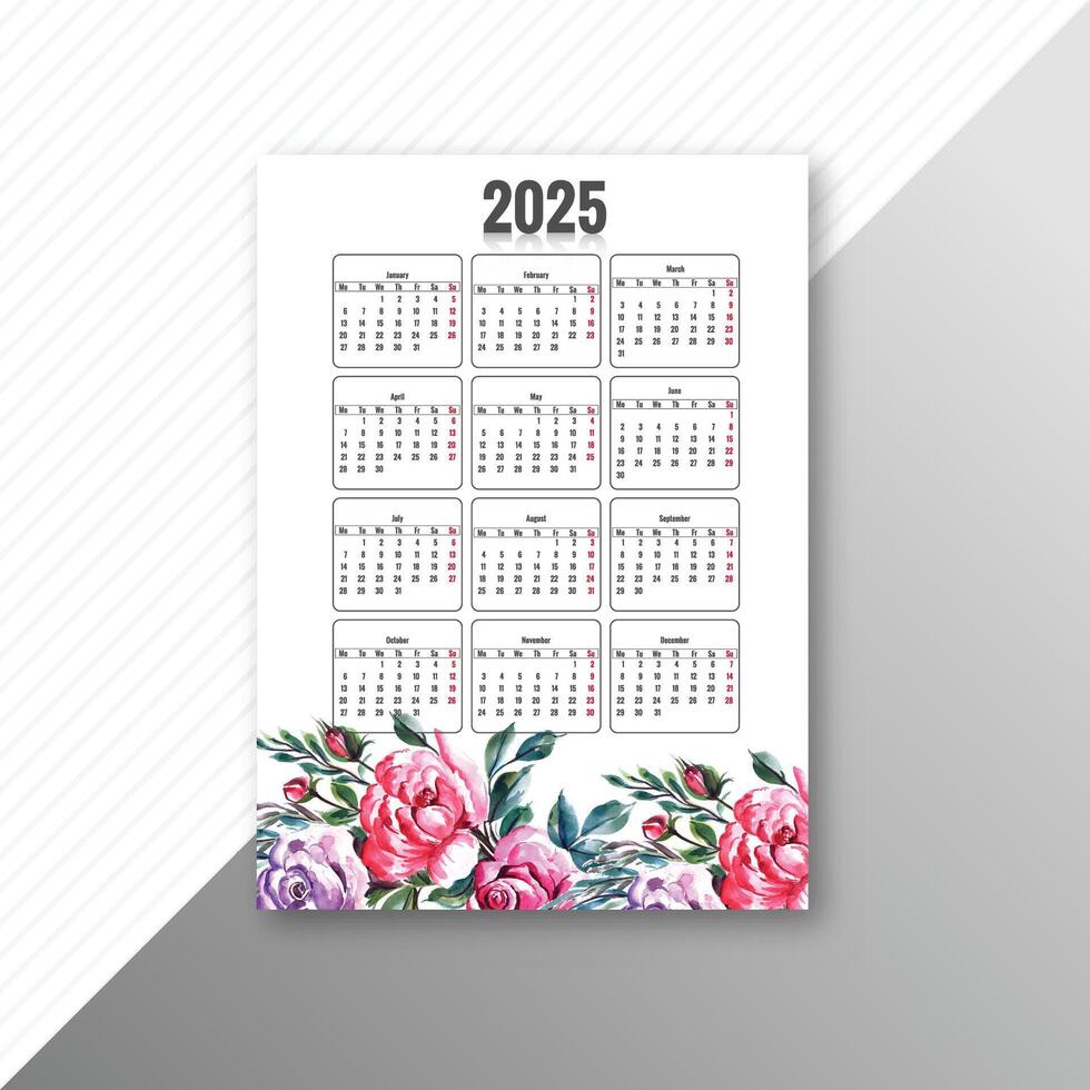 Happy new year 2025 calendar template design vector