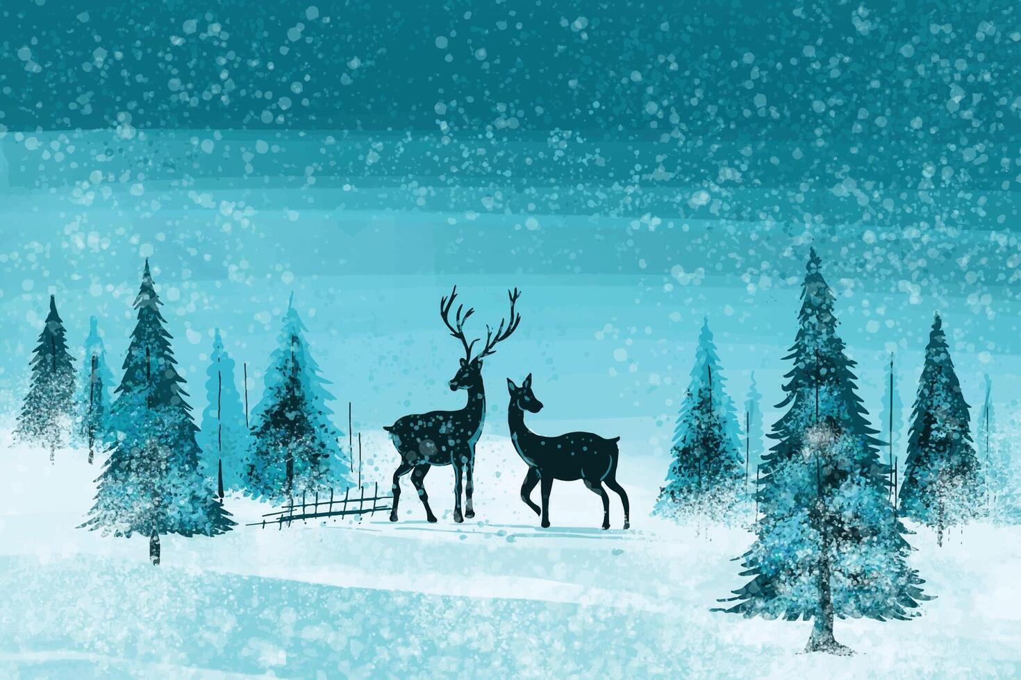 Landscape for winter and new year holidays christmas card background vector
