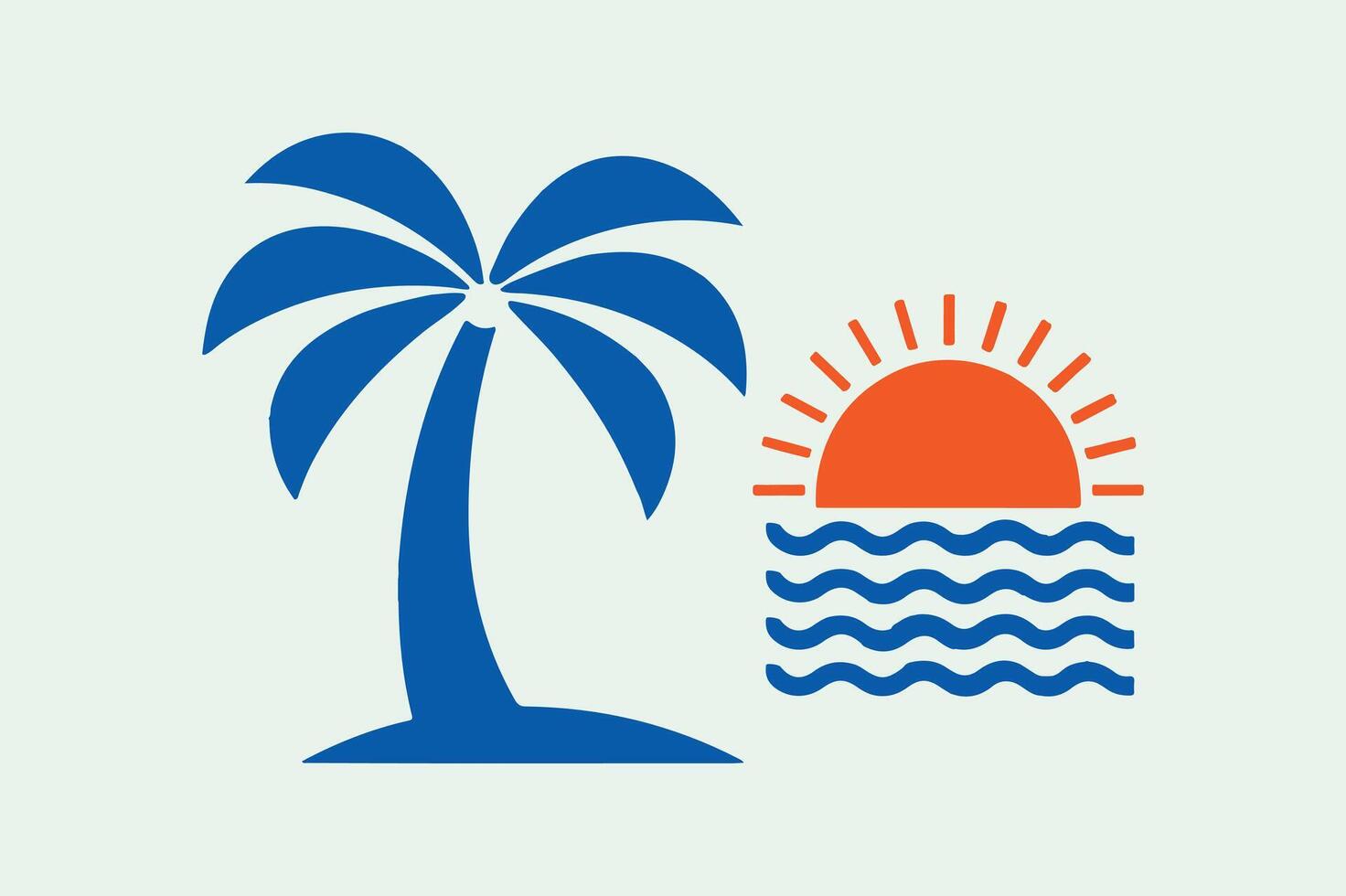 Palam tree with sun Illustration vector
