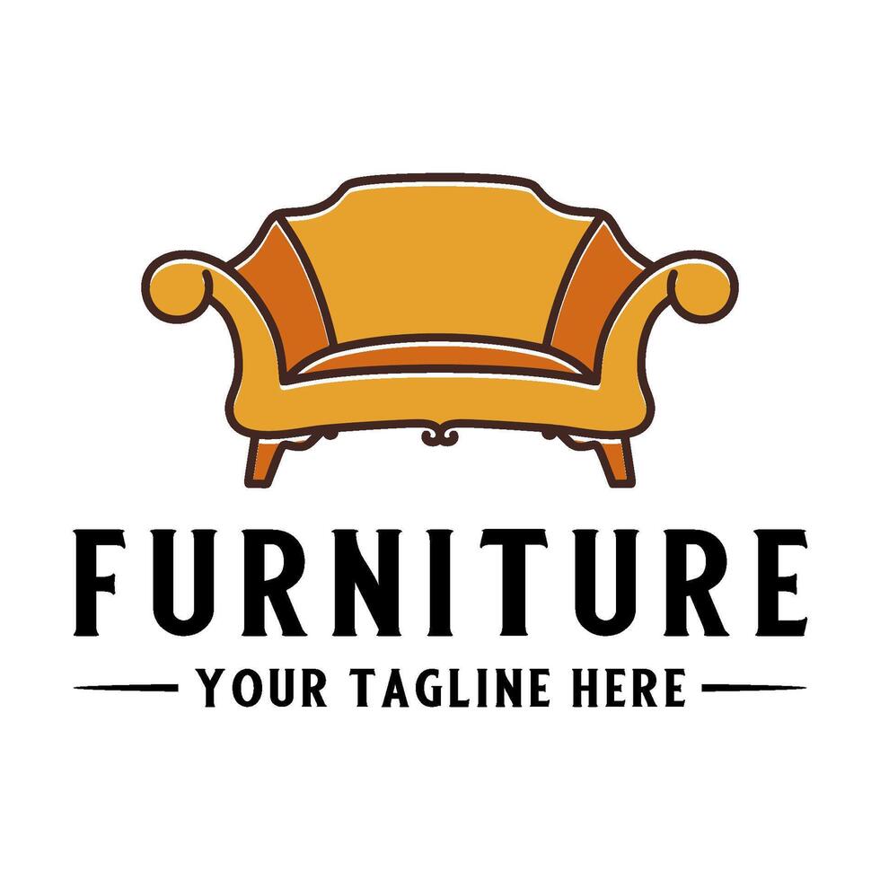 furniture vintage logo. the symbol of a sofa chair with for your interior and furniture business. vector