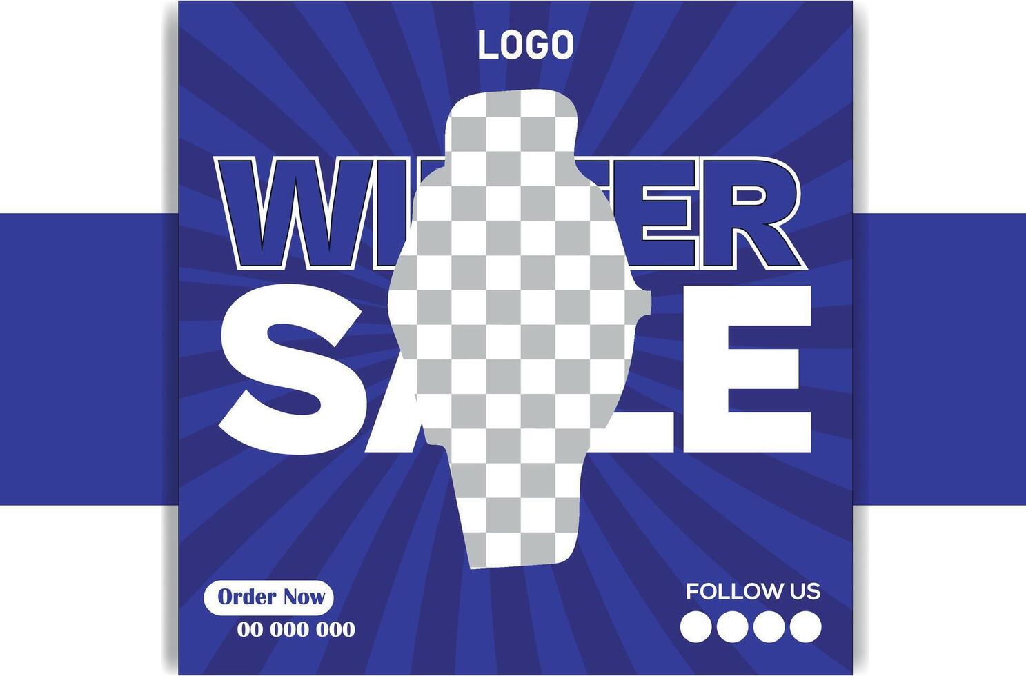 Winter sale banner for social media post design, vector