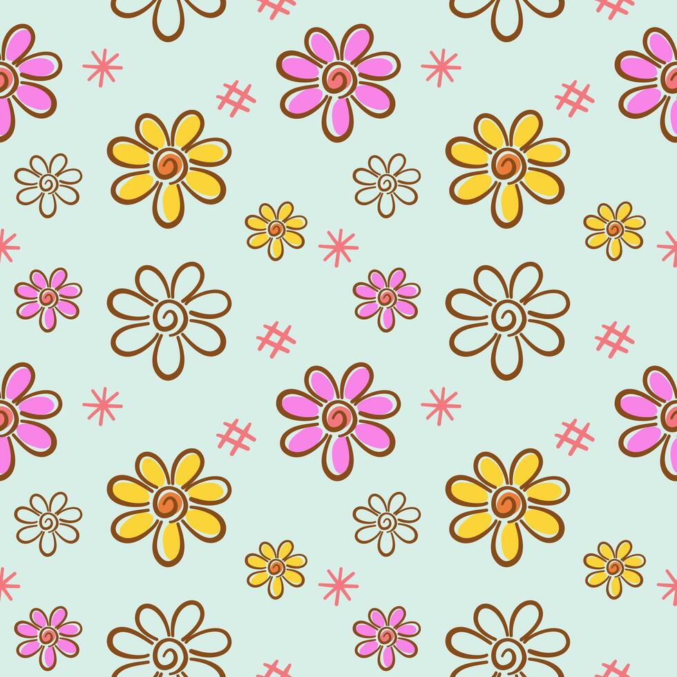 Cute doodle flower seamless pattern background. vector