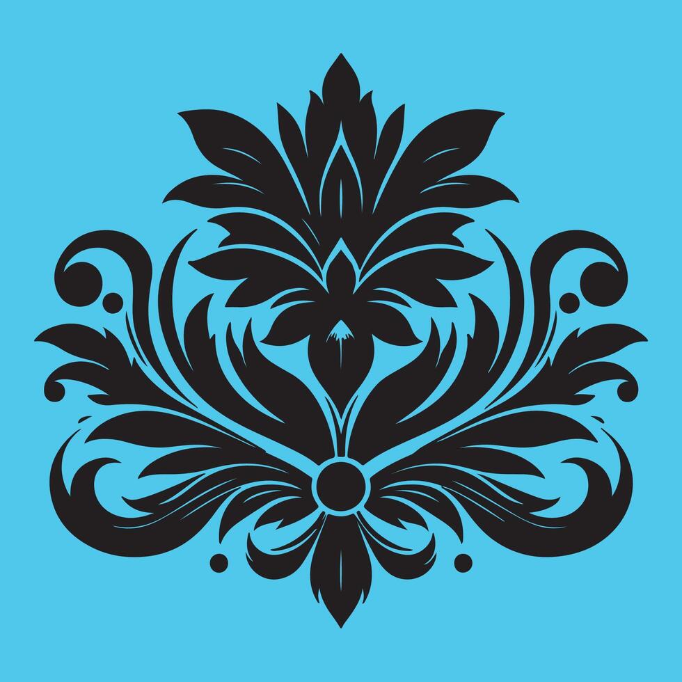 An attractive floral motif with a central stylized leaf or bud shape surrounded by ornate petal-like elements vector