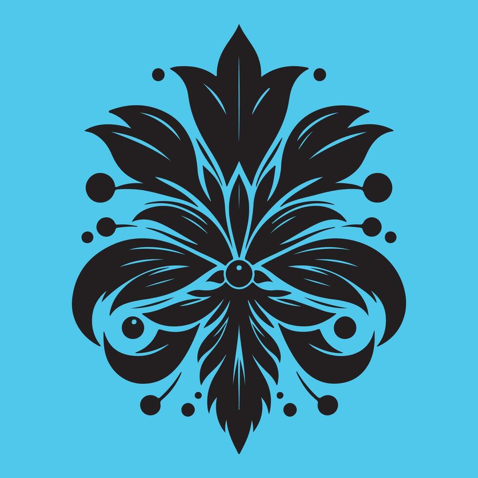 An attractive black graphic design floral ornate petal like elements vector