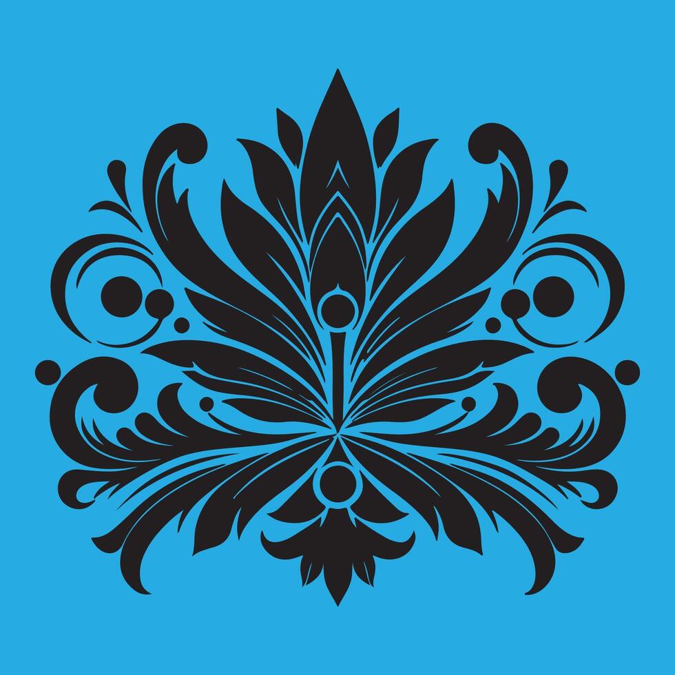 An attractive black graphic design floral by ornate petal like elements vector