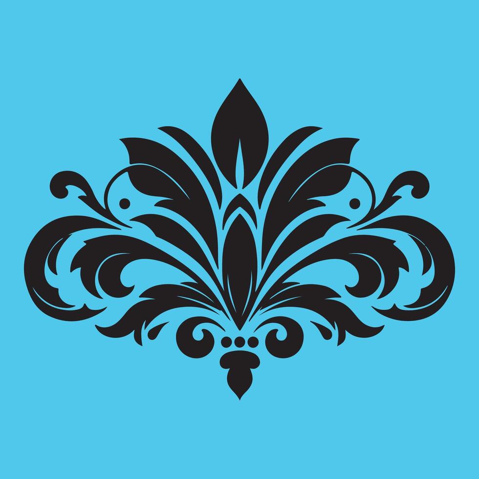 central stylized leaf or bud shape surrounded by ornate petal like elements vector