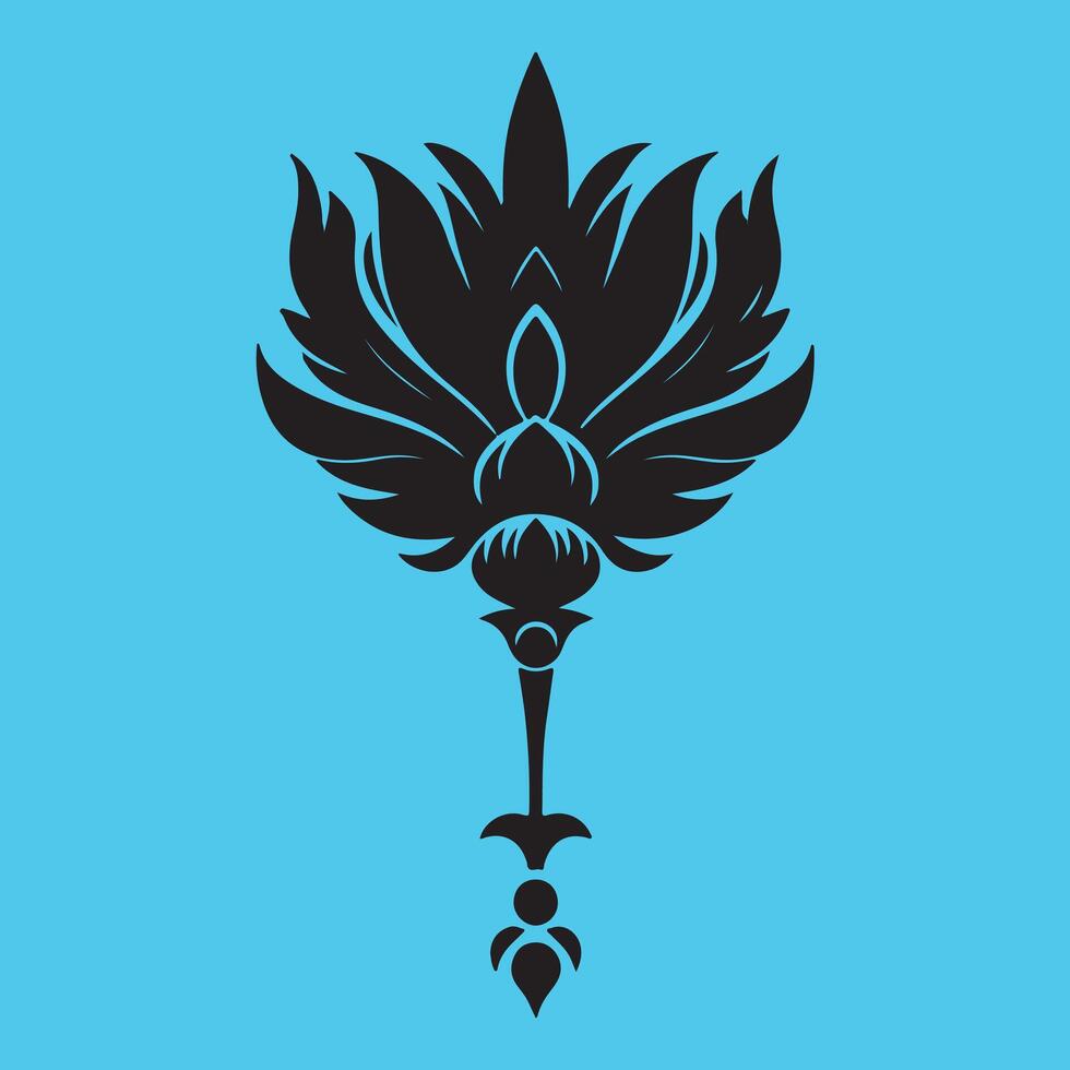 design floral motif with a central stylized leaf or bud shape surrounded by ornate petal-like elements vector