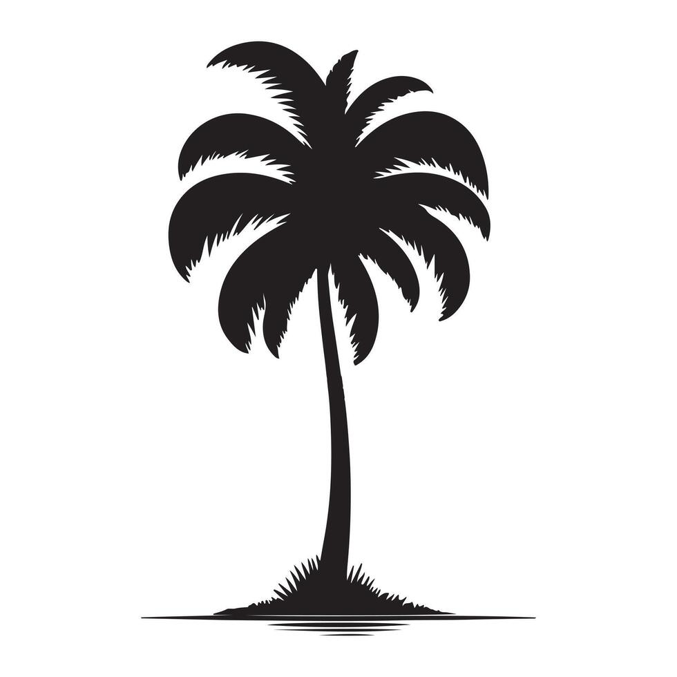 Black Palm Trees Isolated On White Background. Palm Silhouettes. Design Of Palm Trees For Posters, Banners And Promotional Items. Illustration. Palm Icon On White Background vector