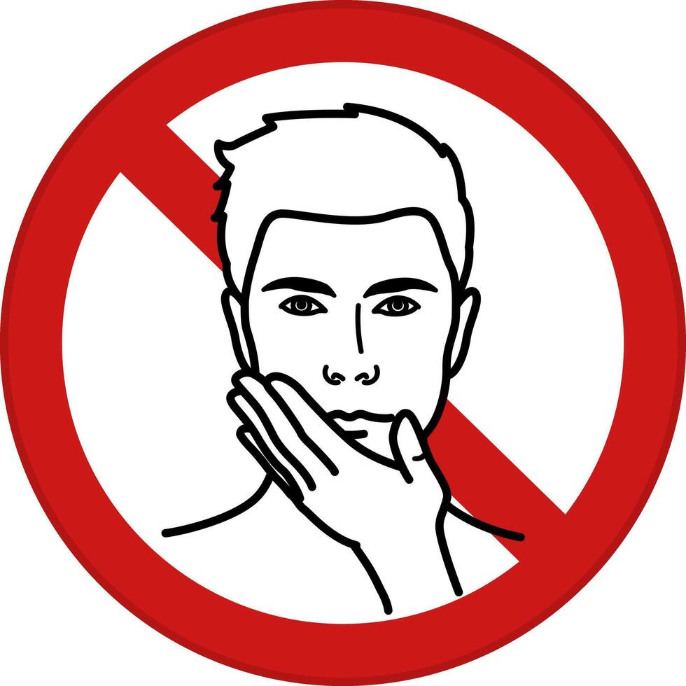 Red Sign Do Not Touch Eyes, Mouth, and Nose. Icon. Safety Measures, Infectious Disease Prevention. Coronavirus Protection, Social Distancing. Medicine Concept vector