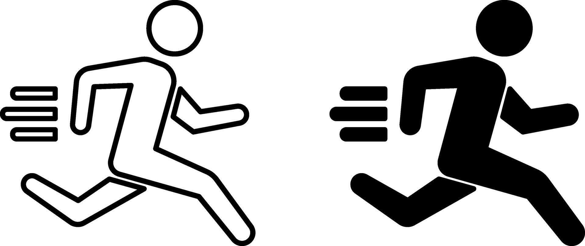 Athlete Icons. Black and White Illustrations. Running Man, Sports Running. Sports Concept vector