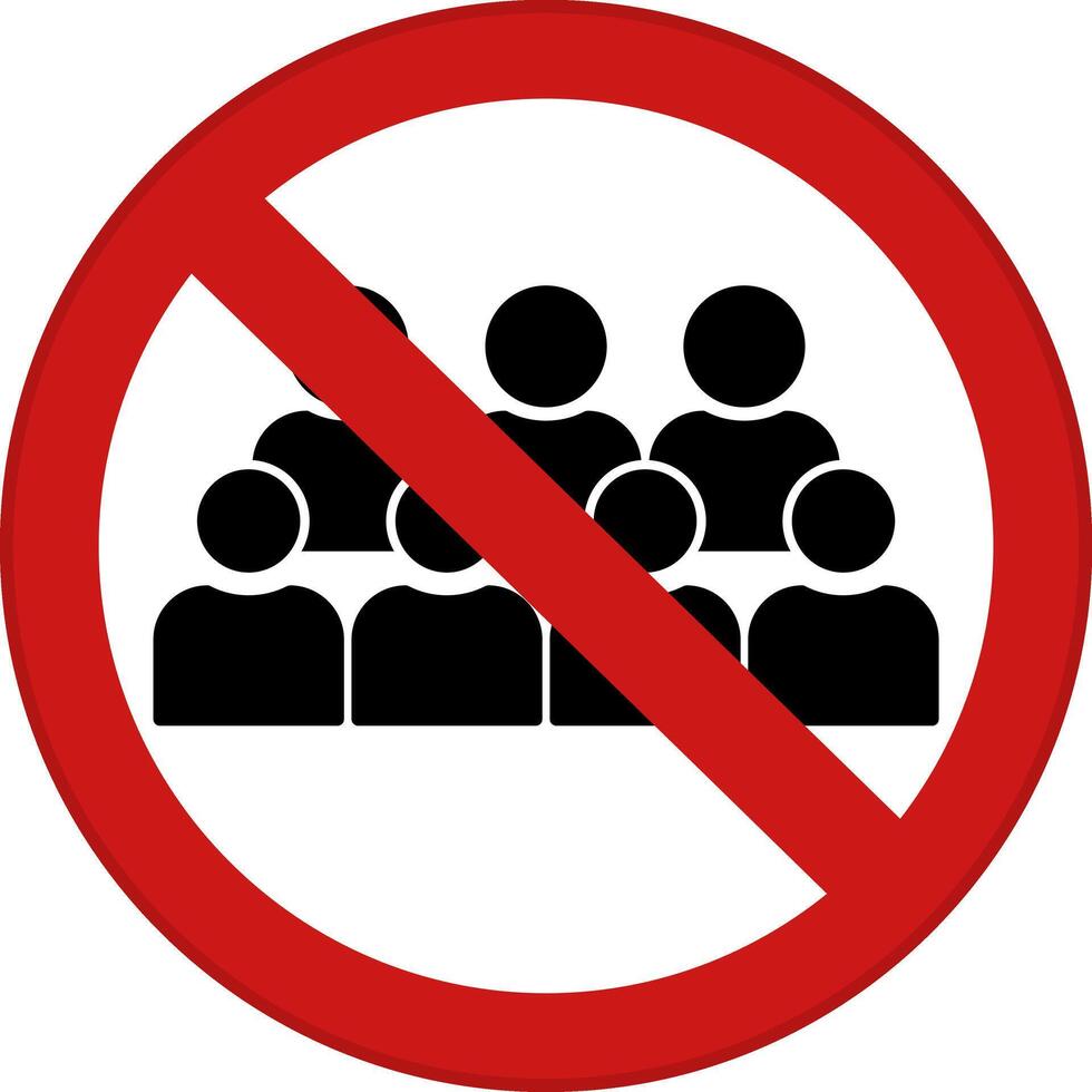 Red Sign Avoid Crowd. Icon. Safety Measures, Infectious Disease Prevention. Coronavirus Protection. Avoid Crowded Places. Medical Concept vector