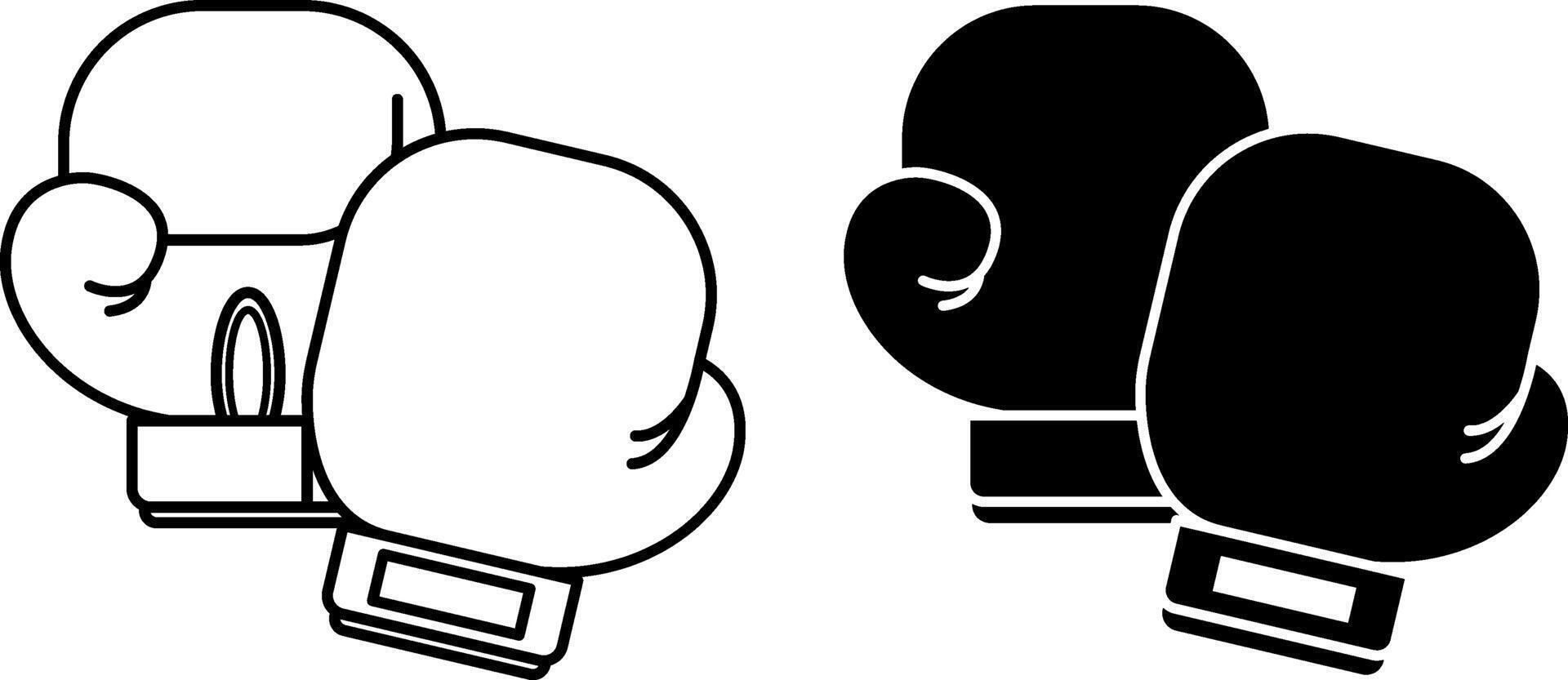 Boxing Icons. Black and White Illustration. Boxing Gloves. Sport Concept vector