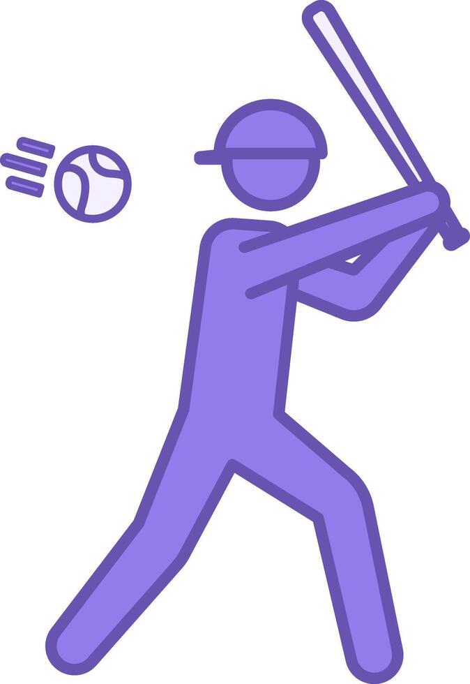 Baseball Player Color Icon. Illustration. Sportsman Trying to Hit the Ball Flying to Him. Baseball Player with Bat. Sport Concept vector