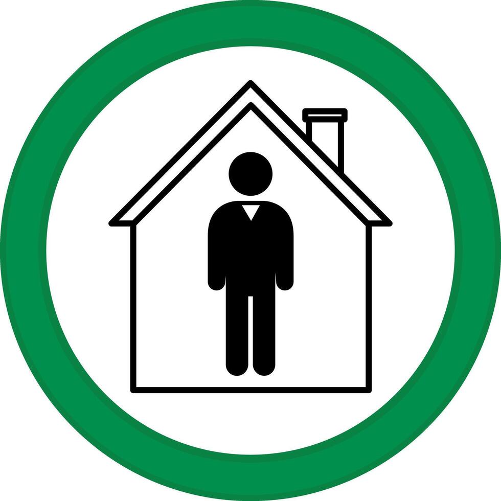 Green Stay Home Sign. Icon. Quarantine, Self-Isolation. Safety Measures, Infectious Disease Prevention. Coronavirus Protection. Medical Concept vector