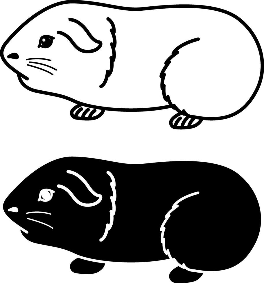 Hamster Icons. Black and White Illustration. Rodent, Mammal. Domestic Pet. For Coloring Book Design. Pets Concept vector