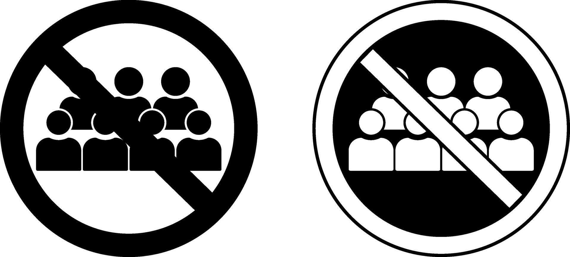 Avoid Crowd Signs. Black and White Icons. Safety Measures, Infectious Disease Prevention. Coronavirus Protection. Avoid Crowded Places. Medical Concept vector