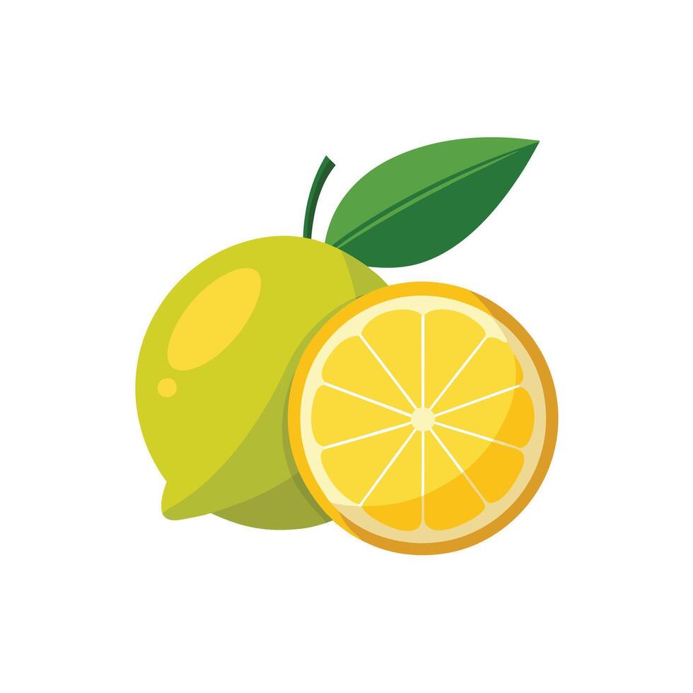 Fresh Lemon with Slice - Illustration. vector