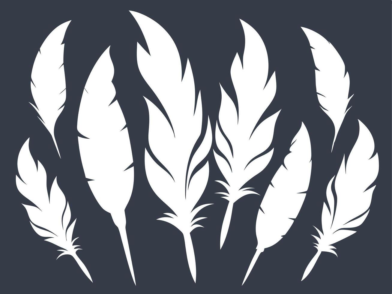 Elegant Feather Silhouettes Black Illustration. vector