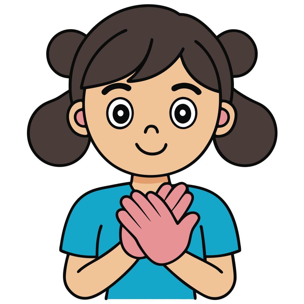 A cartoon girl with her hands folded vector
