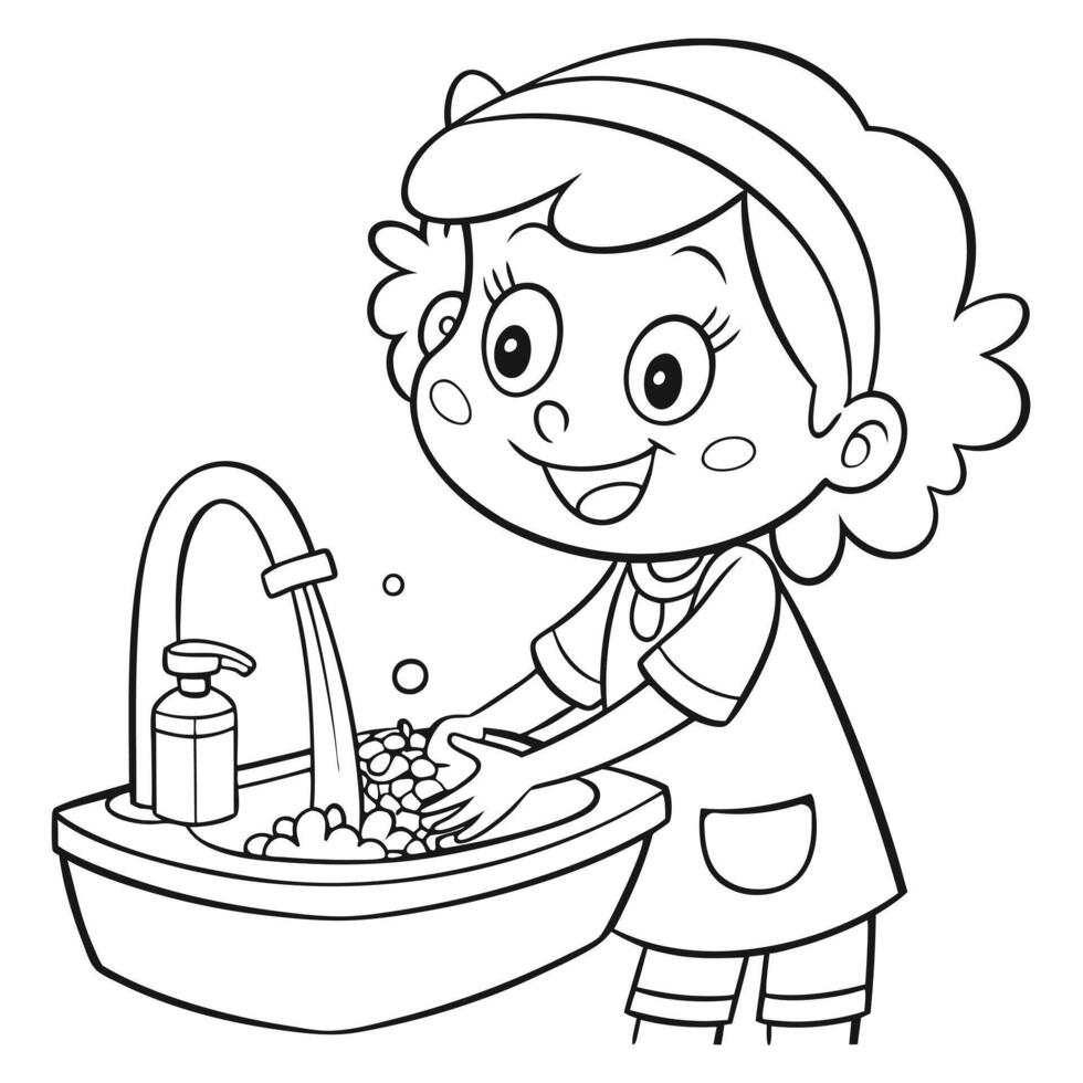 Minimalist Illustration Woman Cooking in a Kitchen. vector
