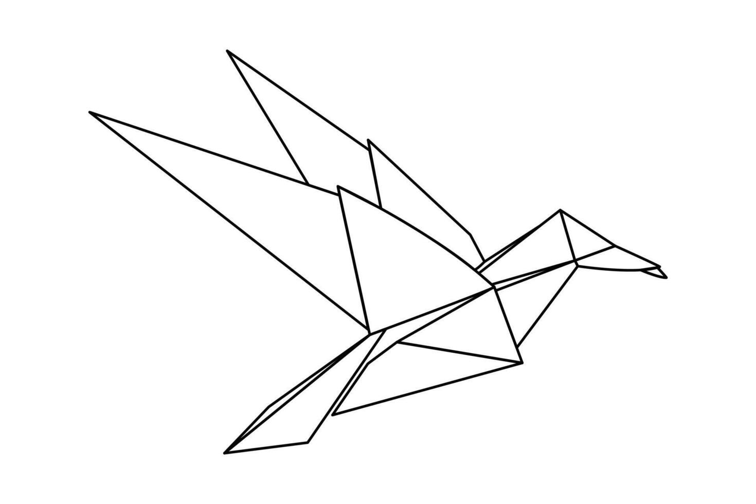 Flying origami paper hummingbird or colibri isolated on white background. National Bird Day. One single line drawing of cute creative hummingbird origami paper. Simple origami bird. vector