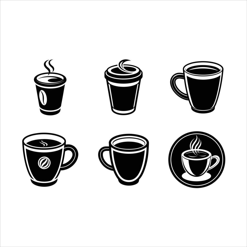 Coffee Cup Icon - and Linocut Silhouette Design vector