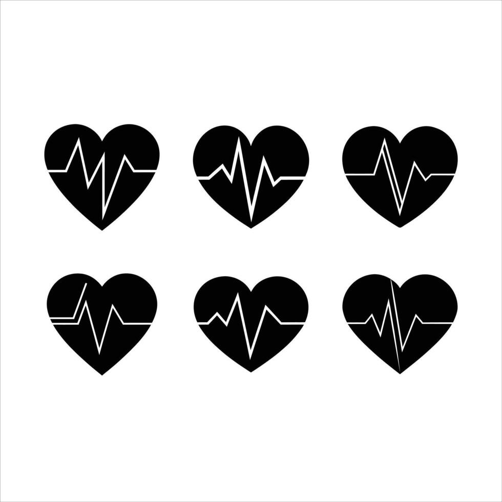 Heartbeat Icon and Linocut Silhouette Design vector