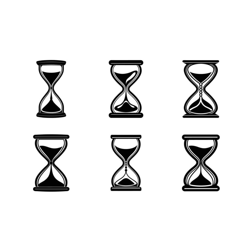 Classic Hourglass and Linocut Silhouette Design vector