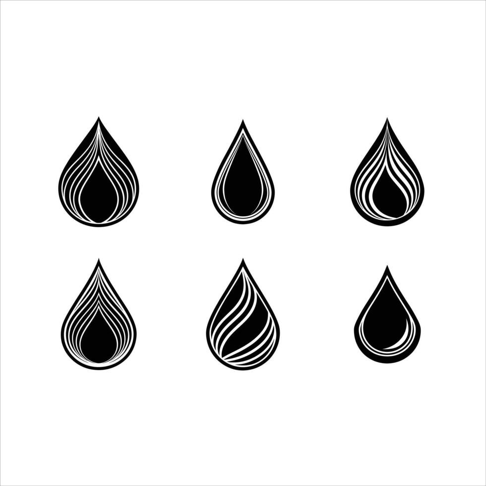 Water Drop and Linocut Silhouette Design vector