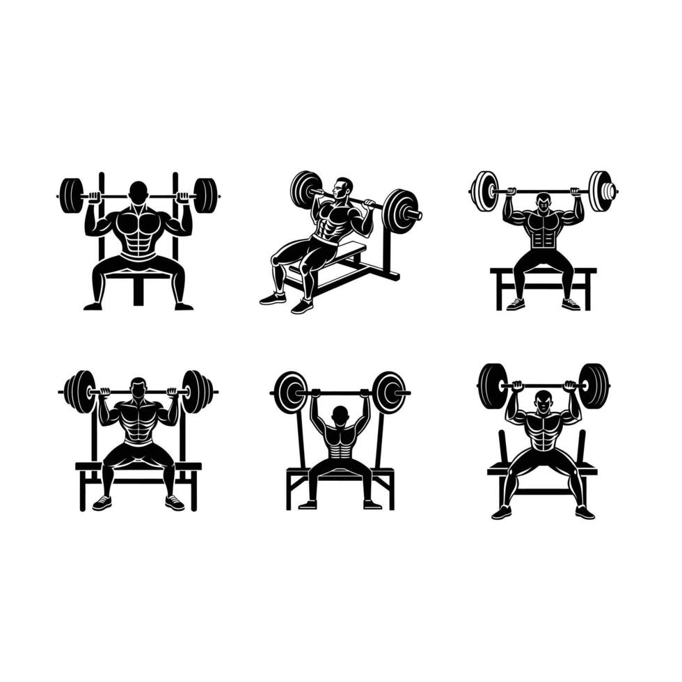 Bench Presses - and Linocut Silhouette Design vector